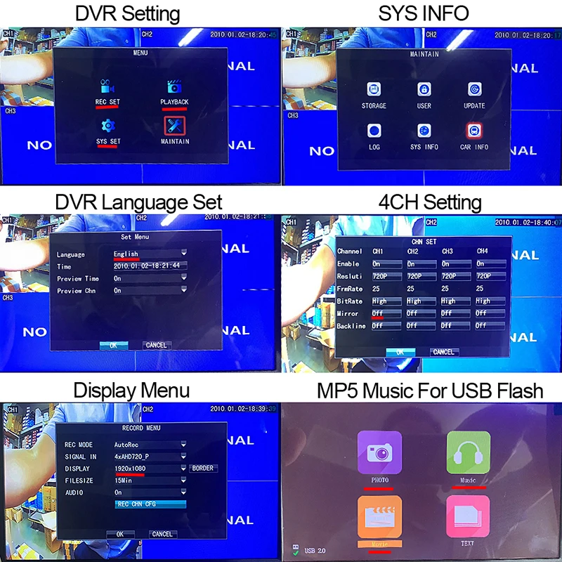 HD AHD 1920*1080P 9 дюймов TFT lcd Автомобильный 4CH DVR видео рекордер монитор с MP5 функции для грузовика Ван автобуса парковочная камера система