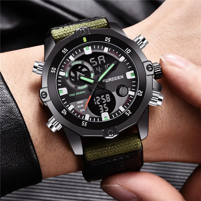 

Men's Watches Sports Military Nylon Strap Large Dial Led Digital Watch Waterproof Chronograph Watches for Men Relogio Masculino