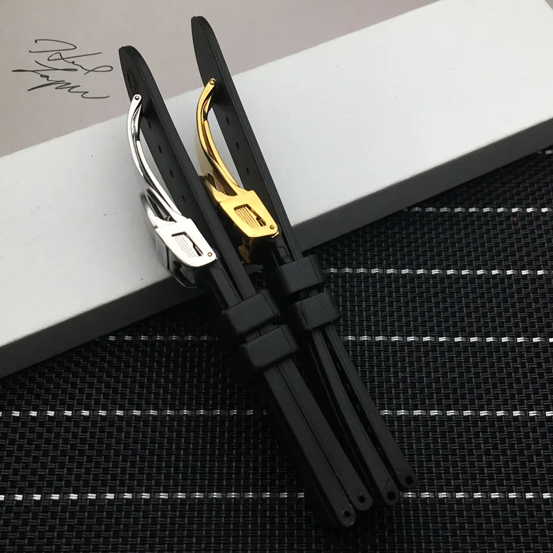 Ремешок силиконовый сменный для наручных часов черный водонепроницаемый