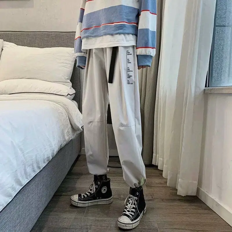 

2021 Spring And Summer New Youth Popular Men's Ins Solid Color Beam Foot Pants Fashion Casual Nine Points Straight Leg Pants