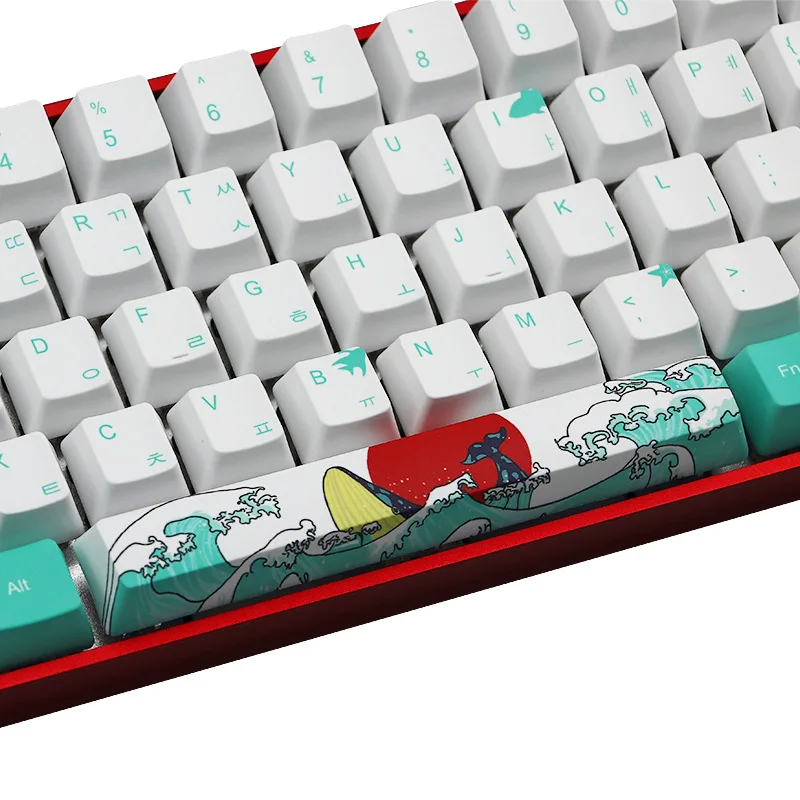 

Coral Sea Key Cap Dye Sublimation 71 key OEM Highly Keyboard Korean Japanese Russian Keycaps For RK61 GH60 GK61 GK64 ANNE PRO