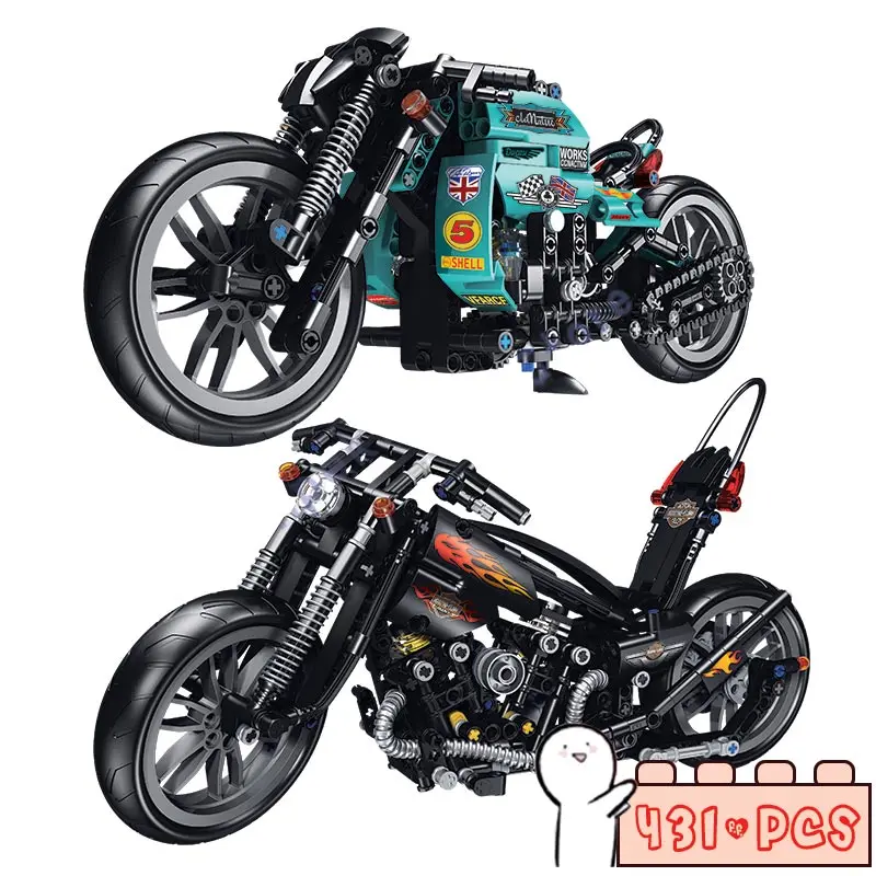 

430PCS+ Motorcycle City Rider Building Blocks Bricks DIY Toys Mini Model Technical Gifts Kids Super Speed Cars Children MOC