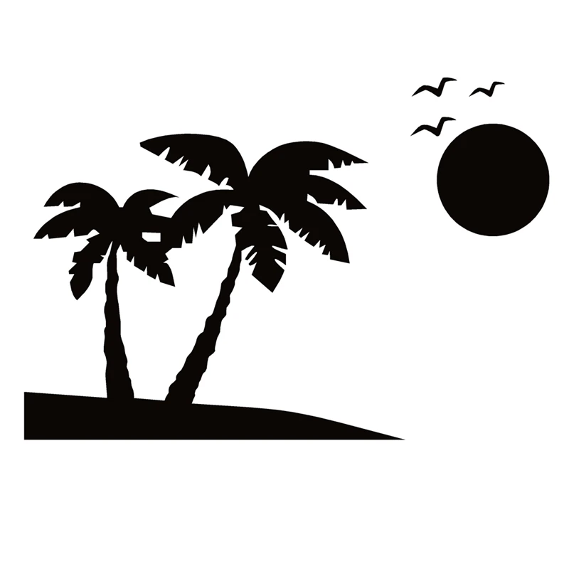 

40703# Die-Cut Vinyl Decal Palm Trees Beach Scene Car Sticker Waterproof Auto Decors on Car Body Bumper Rear Window