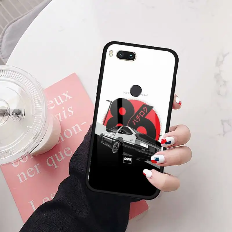 

Initial D Phone Case Tempered glass For xiaomi 6 8 lite se MIX2 2S Redmi 4X 5 6 6a note 4 5 6 7