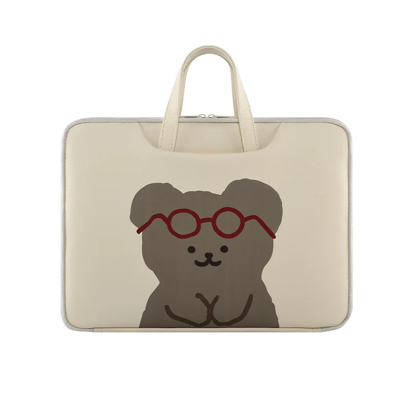 korea cute bear laptop bag for macbook huawei lenovo 14 15 6 16 1 inch notebook computer storage handbag shockproof cover case free global shipping