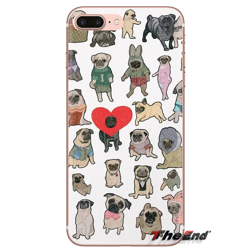 For Sony Xperia Z Z1 Z2 Z3 Z5 compact M2 M4 M5 C4 E3 T3 XA Huawei Mate 7 8 Y3II cute pets Christmas pug Silicone Phone Skin Case |