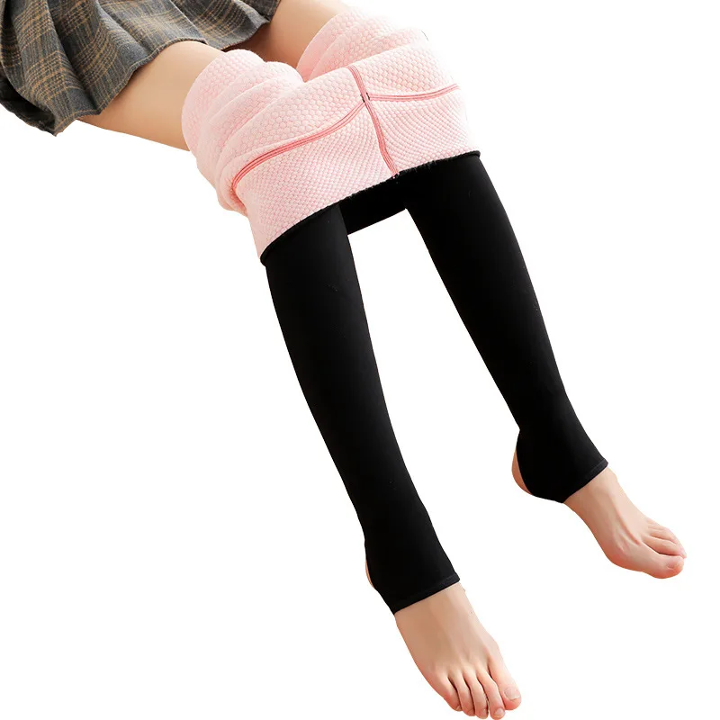 

Winter Thick Bubble Cotton Leggings Women Increase Fat Slimming One Pants Cold Warm Cotton Pants 710g Pure Color