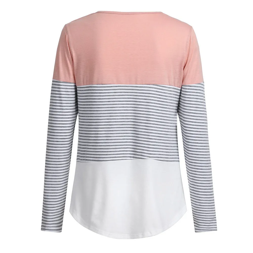 Топ для кормящих матерей рубашка грудного вскармливания полосатый стежок с