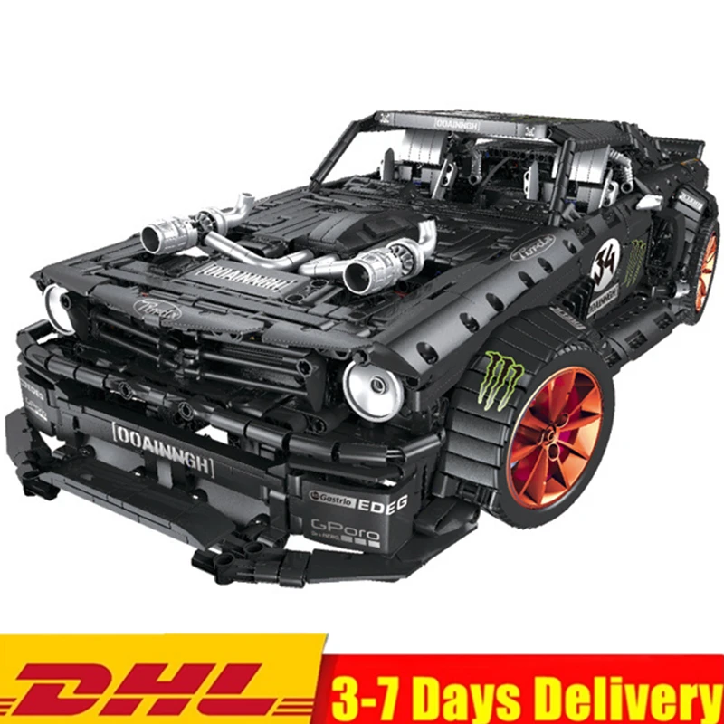 MOC супер черные гонщики Mustang Hoonicorn RTR V2 гоночный спортивный автомобиль строительные блоки наборы Кирпичи подарок для детей игрушка совместимая