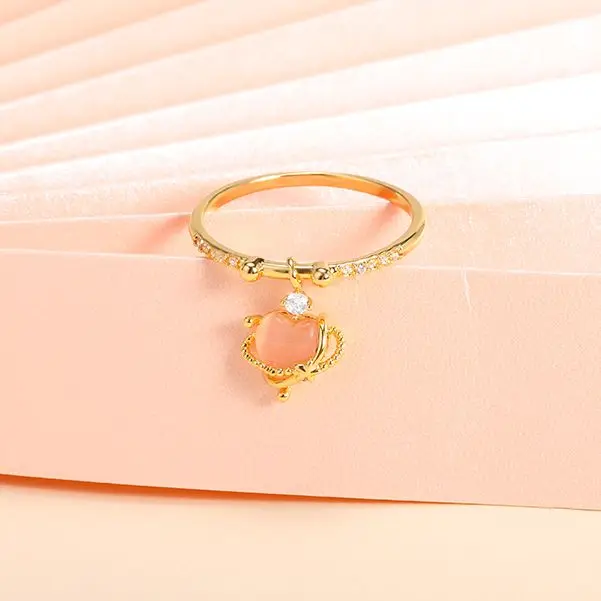

2021 Romantic Heart Ring Hanging Thorns Entanglement Rings Love Women Girls Wedding Pink Crystal Vintage Jewelry Party Gift