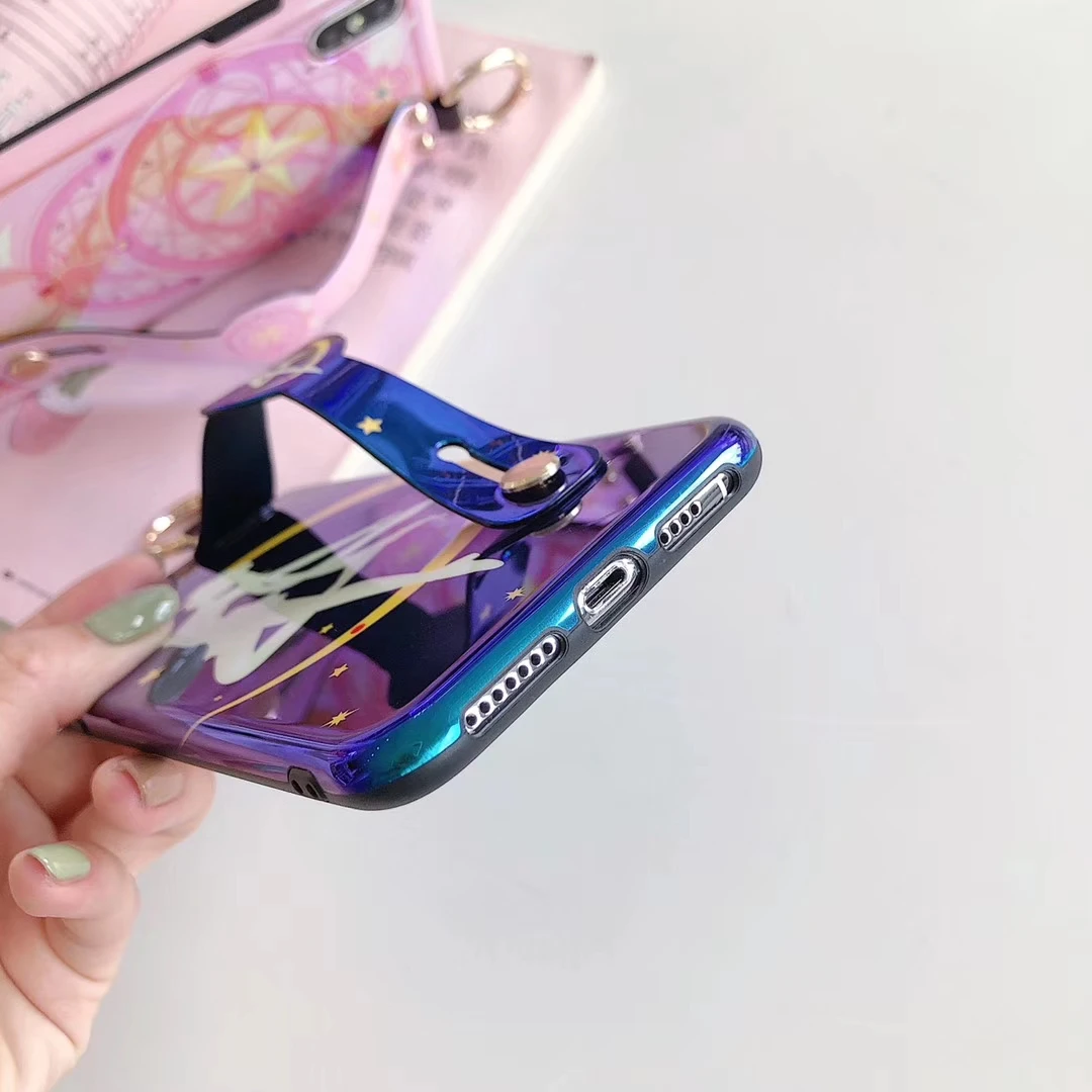 Глянцевый чехол Blue Ray Sailor Moon для Iphone 11 Pro Xs Max, чехол на запястье, милый мультяшный чехол для Iphone X, XR, 6, 7, 8 Plus, Funda