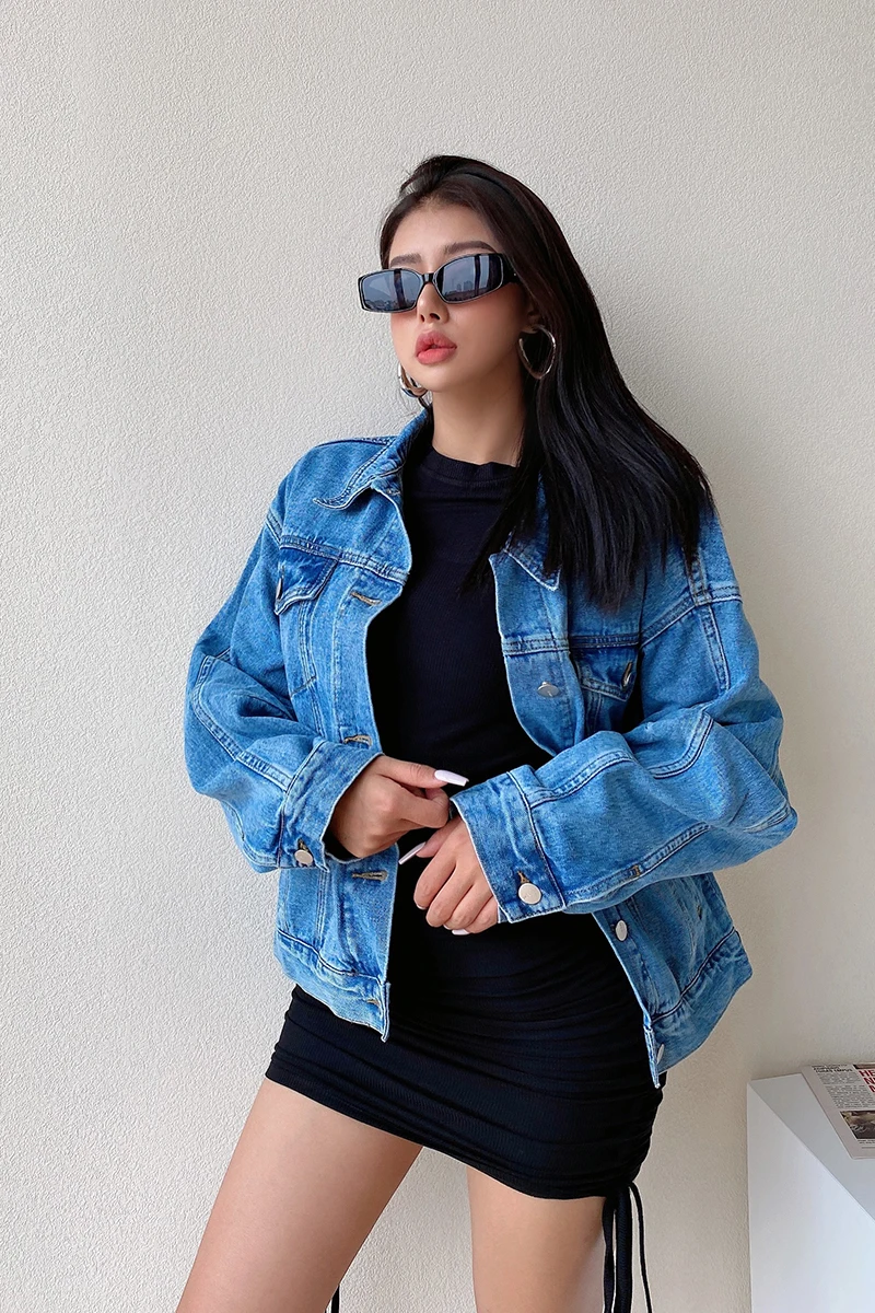 

Europe American Loose Casual Denim Jacket Women's Fashion Profile Autumn Winter Jacket Tops Coat CT18