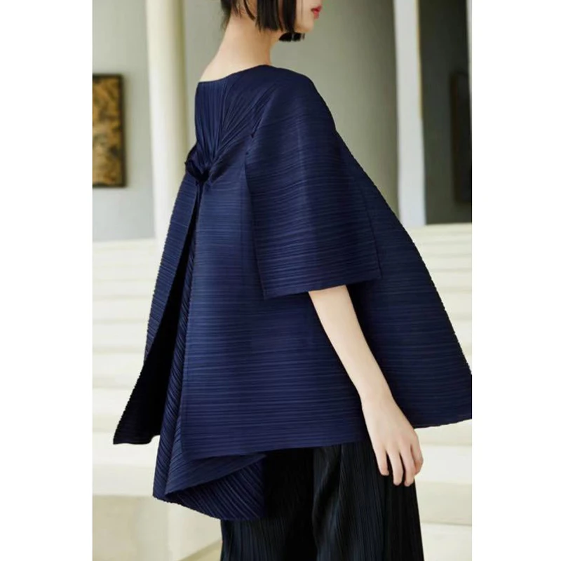 Четыре сезона Miyak плиссированный женский плащ стильный Дикий сплошной цвет