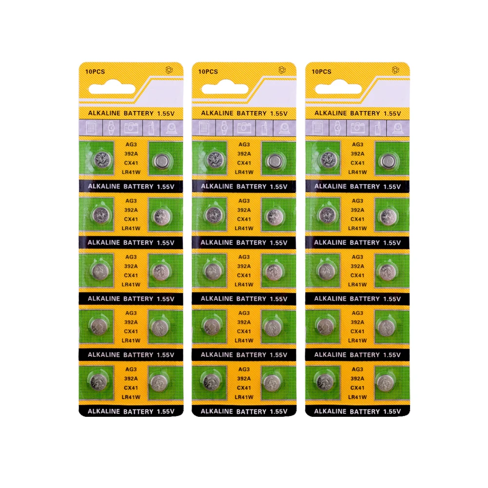 

YCDC 10pcs AG3 LR41 392A button battery SR41 192 Button Coin Cell 1.55V SR741 384 SR41SW SR741 For Watch Toys Remote