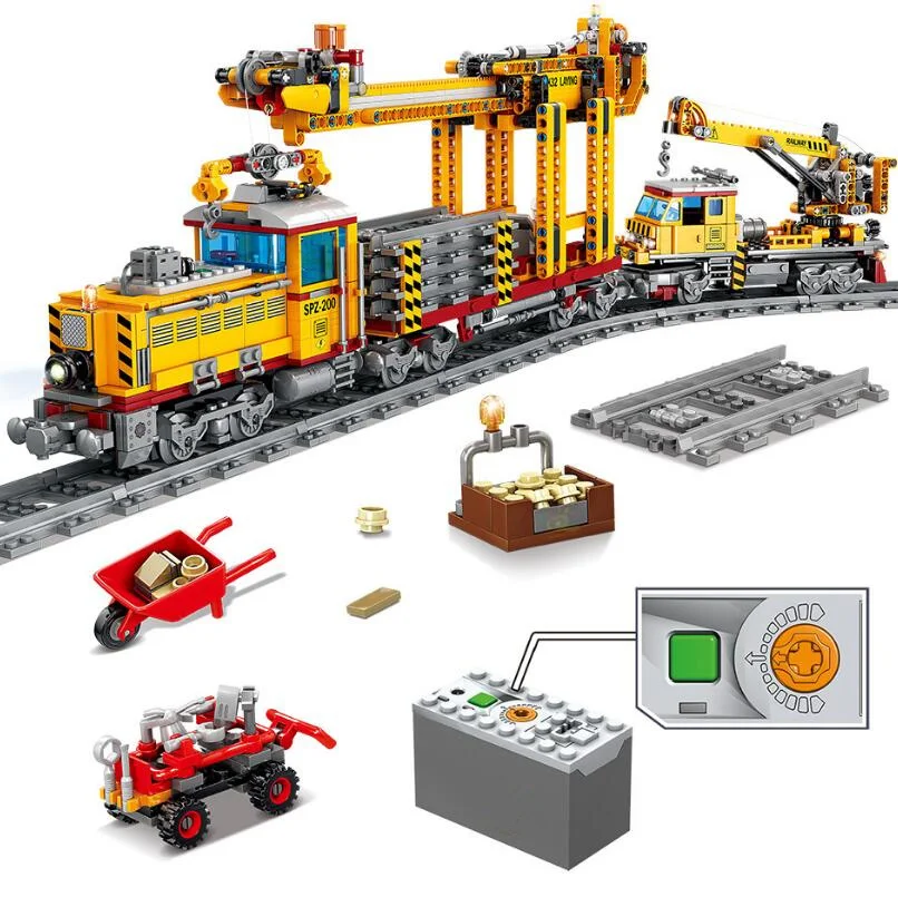 New City Series The DPK32 Track Laying Machine Train Model Building Blocks Set Classic MOC Battery Operated Railway Toys | Игрушки и
