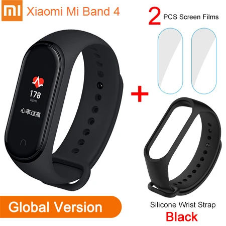 GB Add Sli Strap Xiaomi mi Band 4 Global language mi Band 3 фитнес-браслет AMOLED цветной экран 50 м Swi mi ng водонепроницаемый пульсометр - Цвет: GB Add Sli Strap