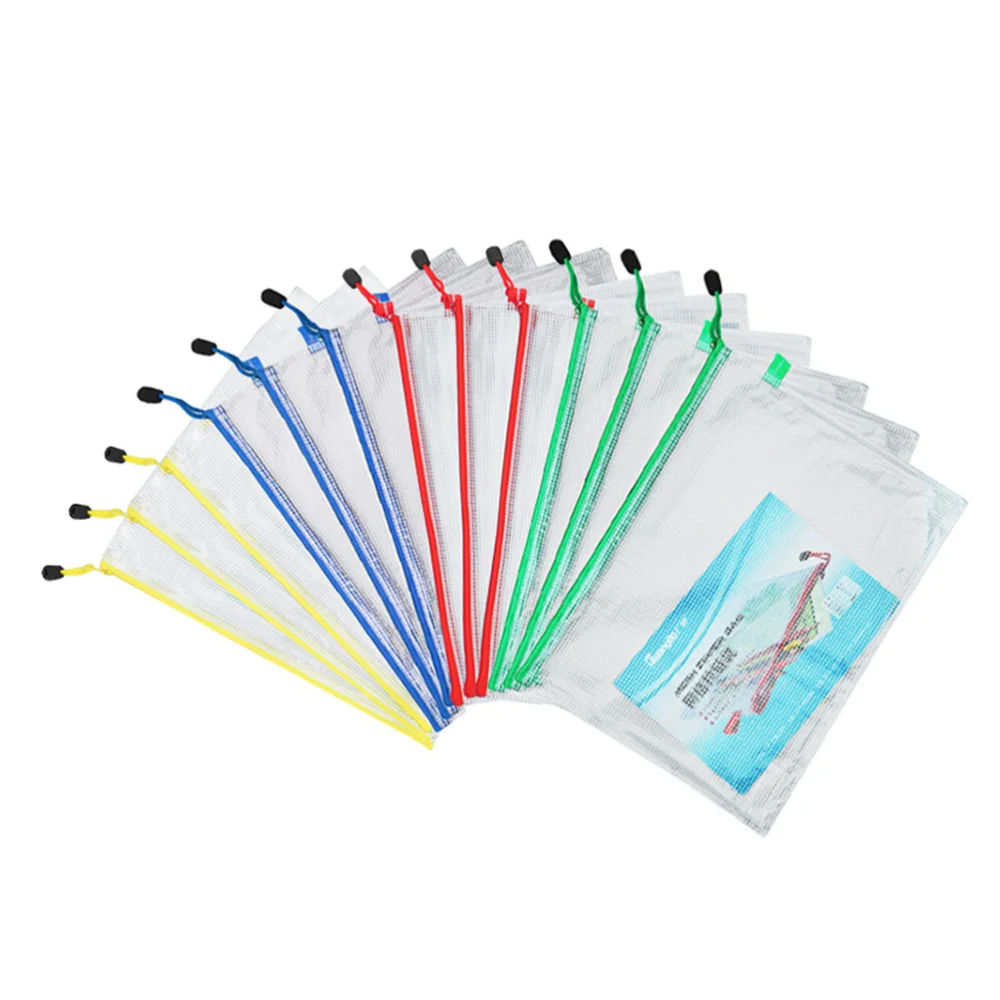 12 шт. прозрачная сумка из ПВХ на молнии с рисунком в виде сетки B5 (красный желтый