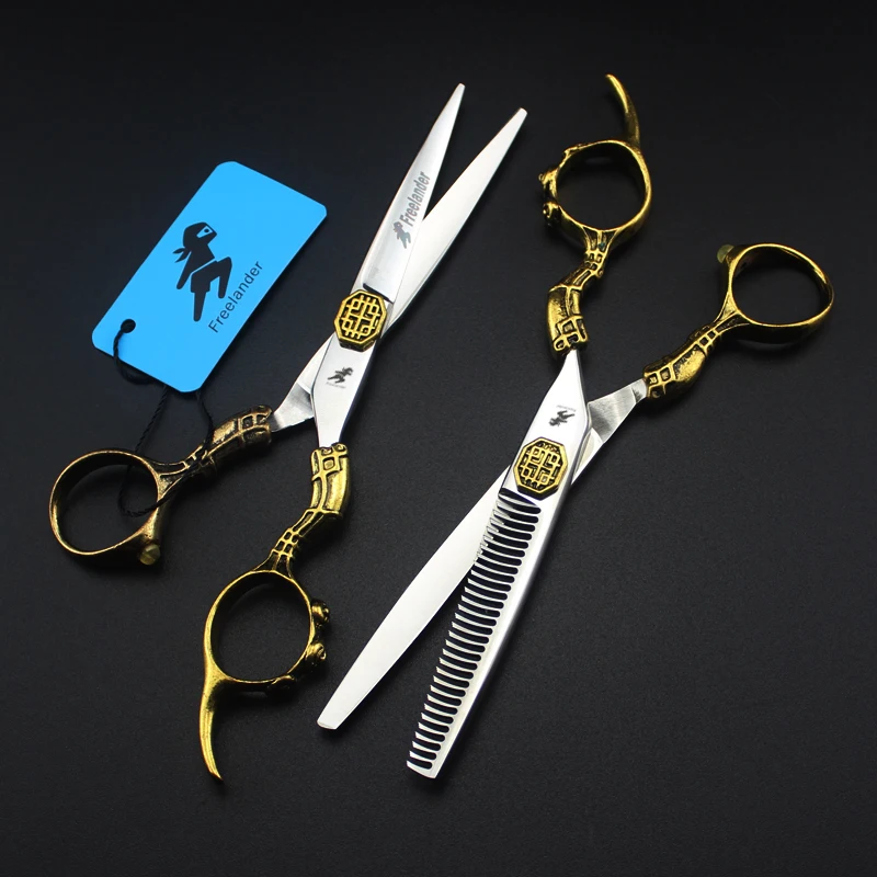 

Professional Hairdressing Scissors 6 Inch Golden Hair Scissors Currency Screws thinning barber shears