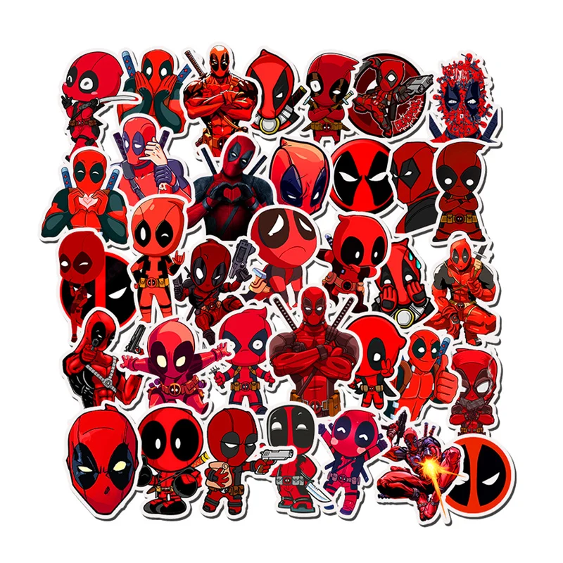 35 шт. Marvel скейтборд наклейка s Мстители Дэдпул человек мультфильм наклейка багаж Ноутбук наклейка мото велосипед стикер игрушки