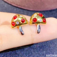 kjjeaxcmy fine jewelry 925 sterling silver inlaid natural ruby ear studs fashion mushroom ladies earrings support testing