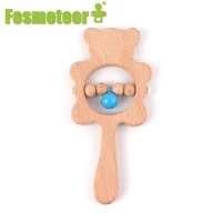 fosmeteor beech bear rattle crafts ornament molar teeth healthy baby teether toy rattles play gym montessori stroller toy gift