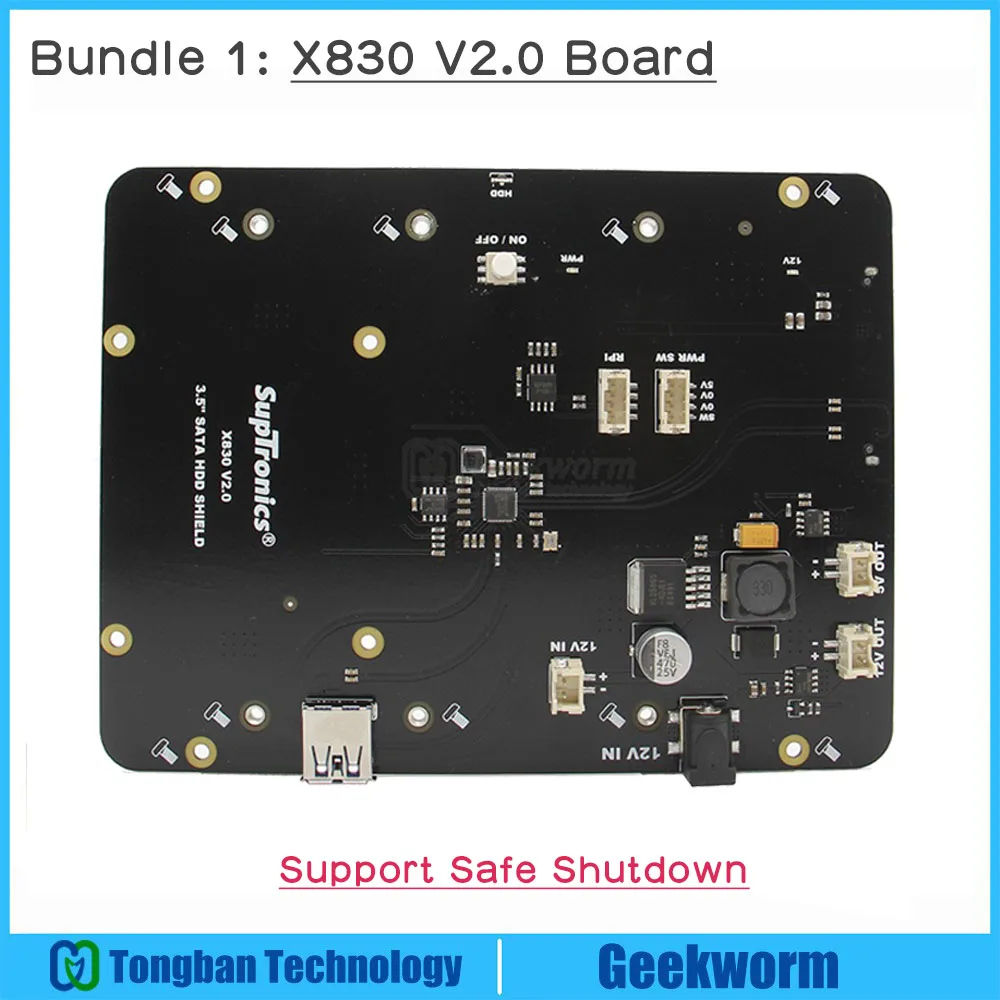 Raspberry Pi X830 V2.0 SATA HDD плата расширения с функцией безопасного выключения, 3," HDD модуль хранения для Raspberry Pi 3 B+ Plus/3B - Цвет: X830 V2.0 board