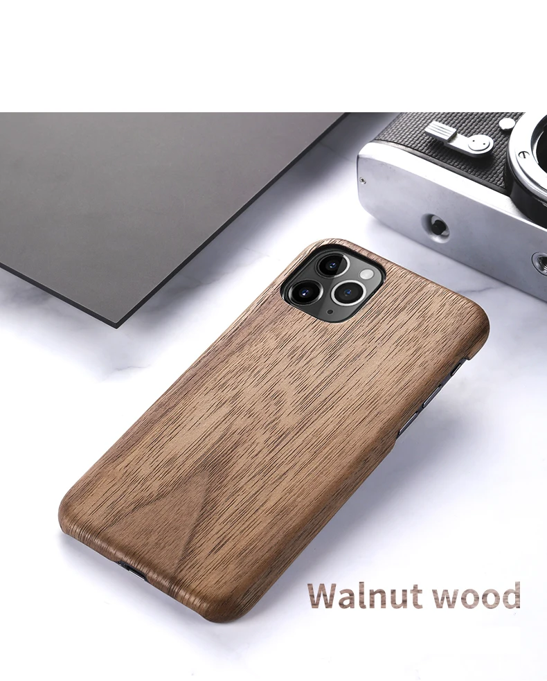 SanCore Original Real Wood Rosewood Cover Phone Shell for iPhone 11 Pro Max Natural Luxury Wooden Pattern Walnut Protective Case