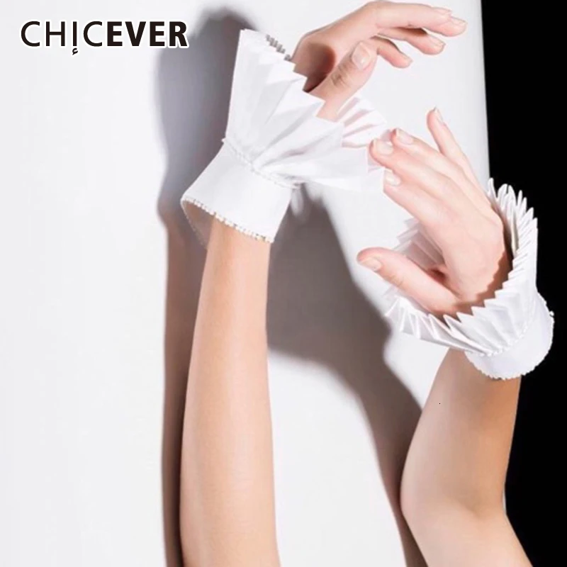 Женские Плиссированные перчатки CHICEVER с оборками и бисером белые повседневные