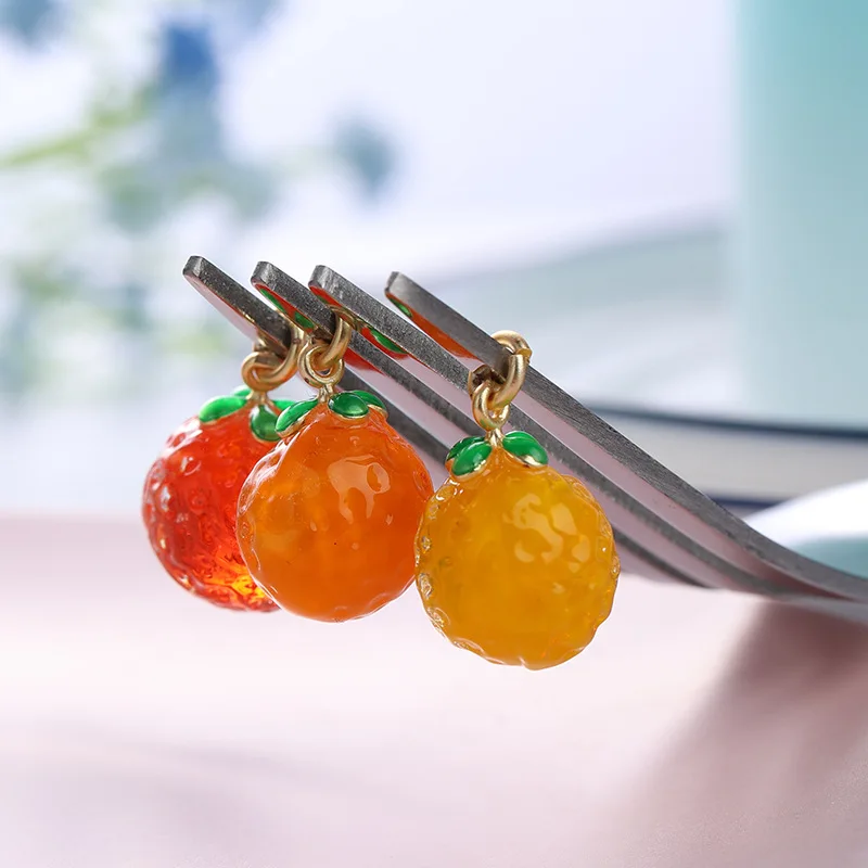 

Wholesale 20pcs/lot fruit style 3D cartoon orange shape glass decoration copper floating locket charms diy jewelry making