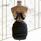Черные плиссированные Соблазнительные Коктейльные мини-платья Floria, короткие платья для выпускного вечера, одежда для вечеринки на день рождения, Платья для особых случаев, платья