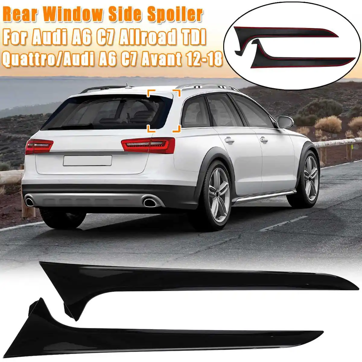 Пара заднего окна спойлер Canard Canards сплиттер для Audi A6 C7 Avant 2012-2018 Allroad TDI Quattro |