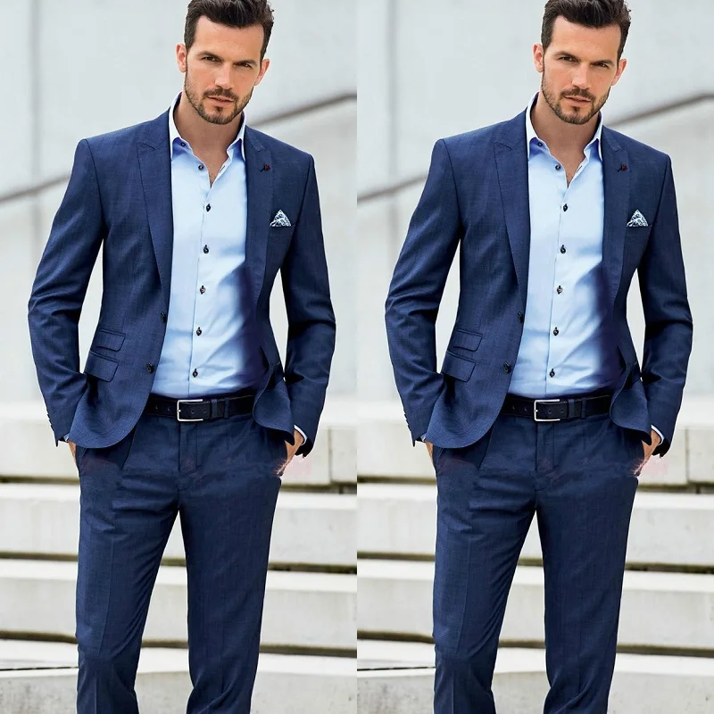 Темно синие пляжные смокинги для жениха изготовленные на заказ мужские