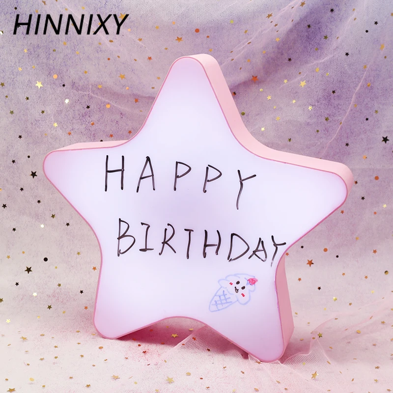 Светильник с надписью Hinnixy s Box, перезаписываемый светодиодный ночник, рекламный светильник в форме звезды, Рождественский подарок