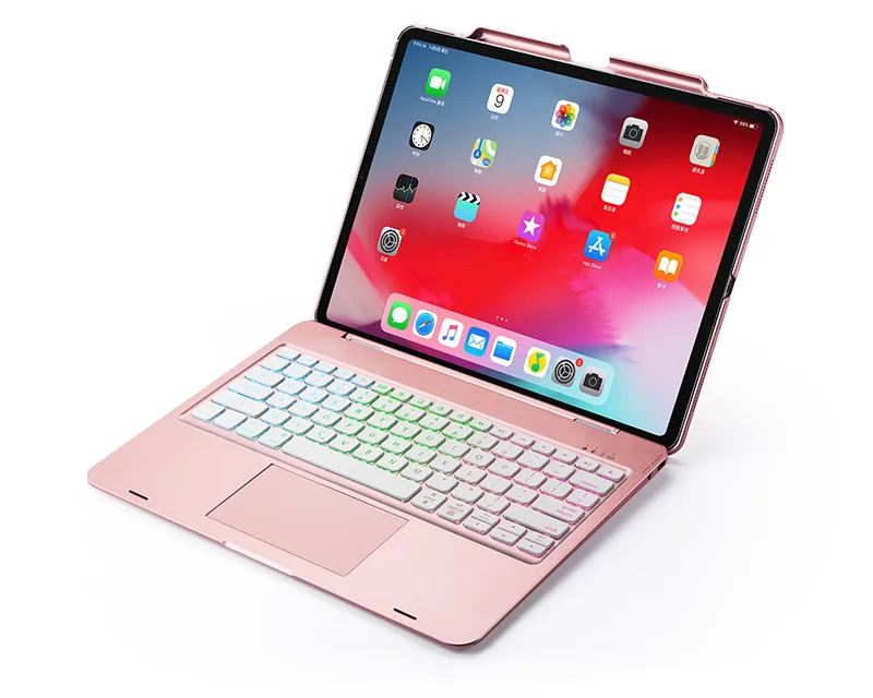 Witsp@ d мышь сенсорная bluetooth клавиатура для iPad 10,", Премиум Пластиковый Чехол, 7 цветов с подсветкой, интеллектуальное включение/выключение