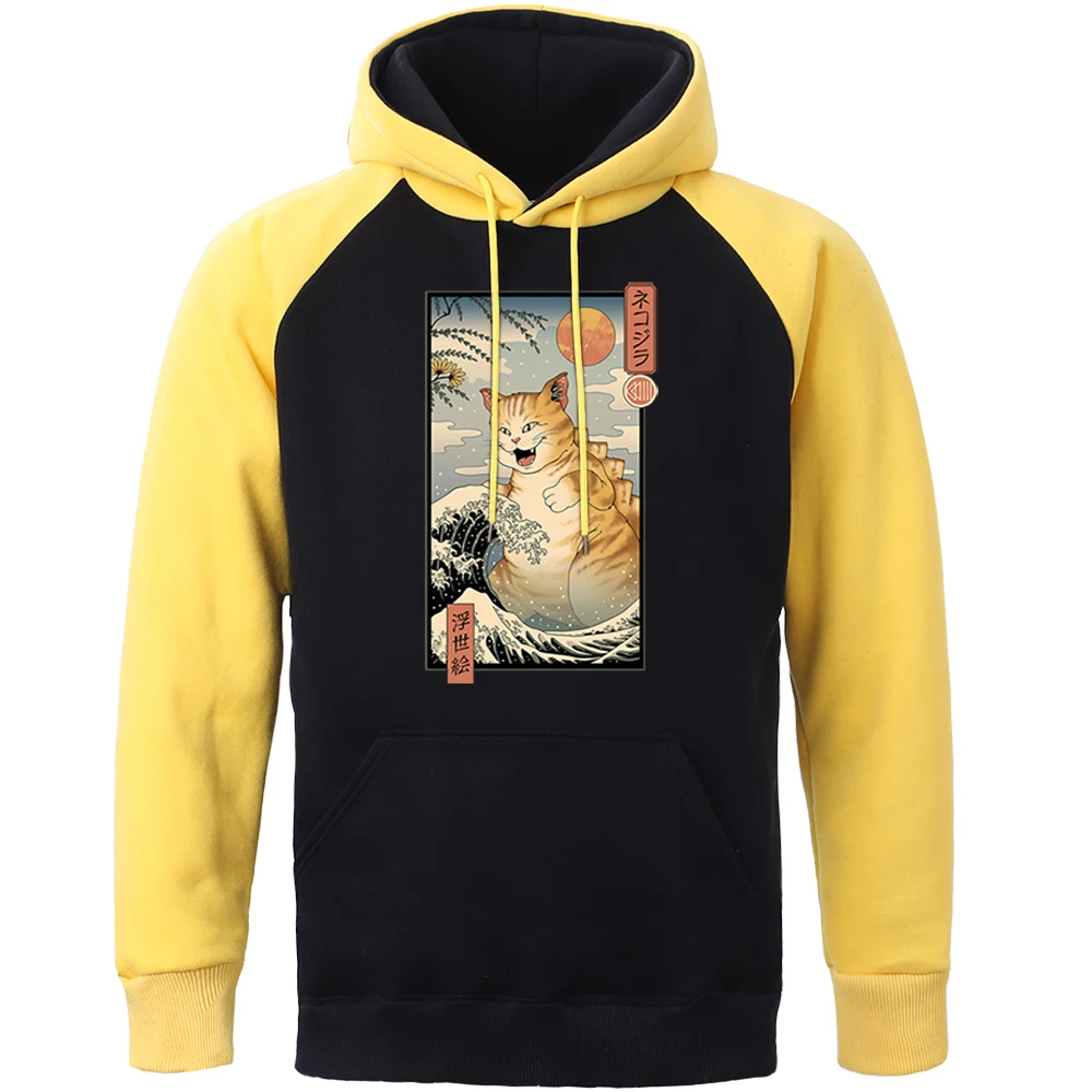 

Худи Ukiyo мужское с рисунком e Cat, модная уличная одежда реглан, флисовая Повседневная Крутая толстовка с капюшоном в стиле хип-хоп, Харадзюку