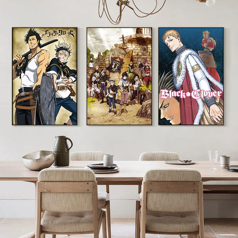 

Японское аниме черный клевер, бумажные плакаты с белым покрытием, настенные наклейки, принты, украшение для дома, картина