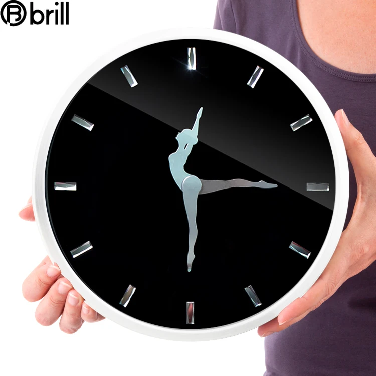 

Большие настенные часы для танцев, металлические креативные настенные часы для гостиной, домашний декор, современные бесшумные часы, черны...
