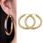 Серьги-кольца золотистые женские из нержавеющей стали, 14 к