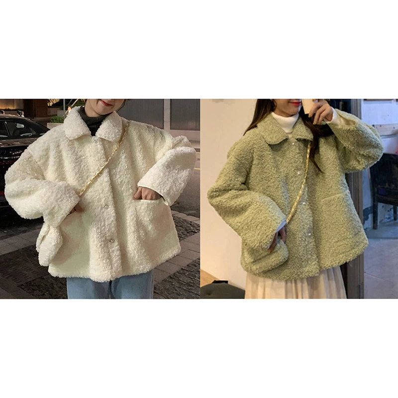 

2020 Winter Clothes Women Coat Warm Velvet Soft Button Jacket Sweet Coat Ladies Plush Overcoat Pocket Casual Outerwear