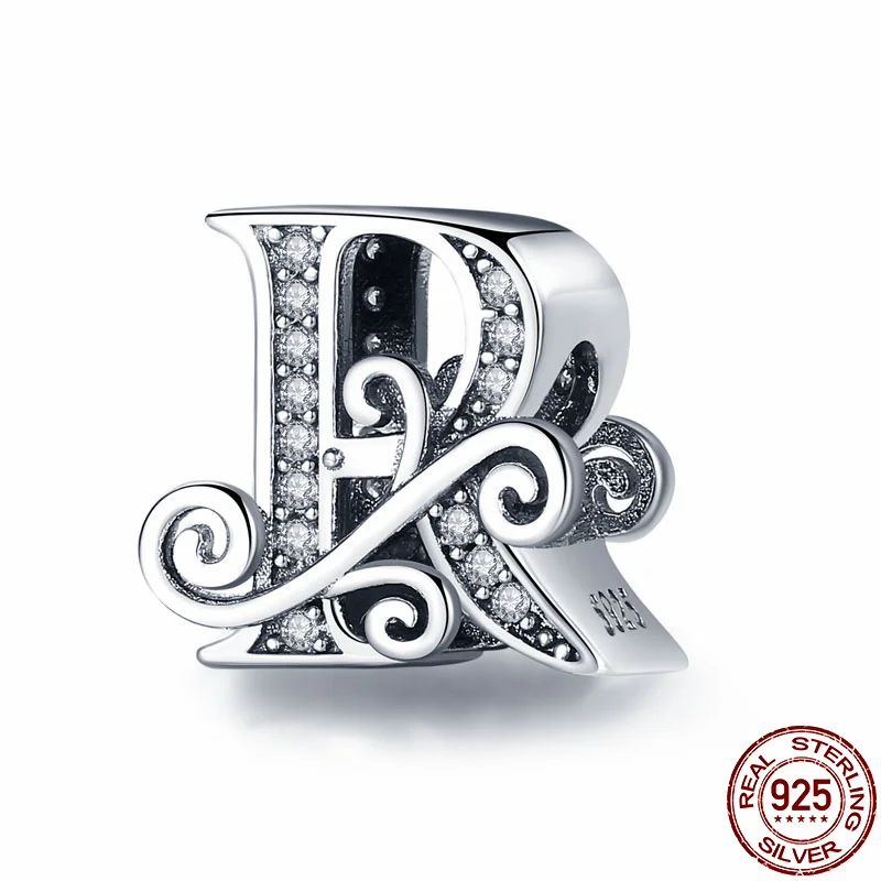 

Hot Sale 100% Real 925 Sterling Silver Letter Alphabet A-Z Charm Name Bead Fit Original Bracelet Pendant Jewelry SMC651