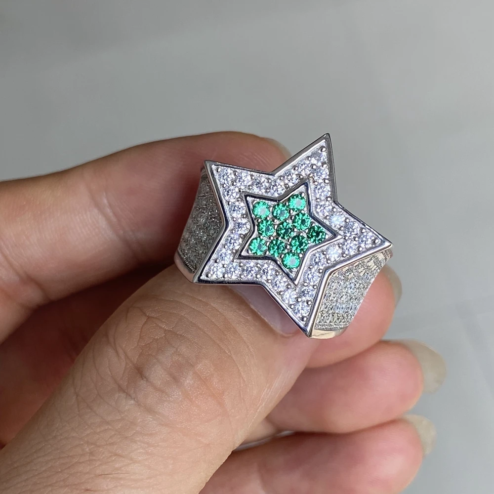 

Meisidian New Design S925 Sliver Star Loose Moissanite VVS Diamond Men Ring