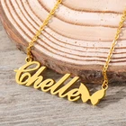 Ожерелья и подвески с изображением имени и милой бабочки, золотое ожерелье с именем из нержавеющей стали для женщин, бижутерия, женская бижутерия