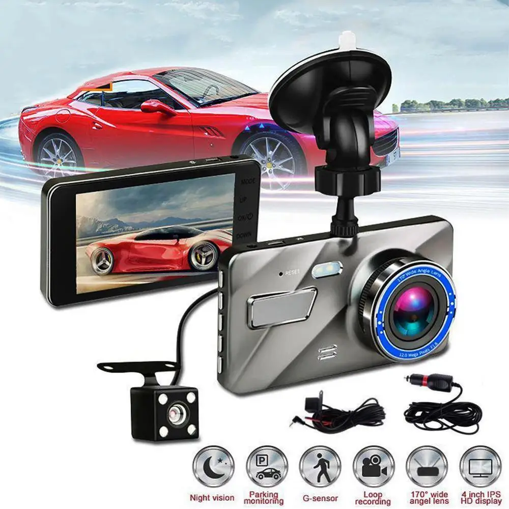 

Dash Cam Двойной объектив Видеорегистраторы для автомобилей Камера Full HD 1080P "IPS Передний + задний Ночное видение видеомагнитофон Монитор парков...