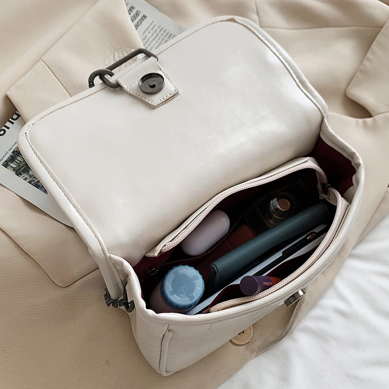 

Vintage Lattice Lines Small PU Leather Crossbody Bags Female 2021 Summer Simple Casual Trend Luxury Fashion Shoulder Handbag