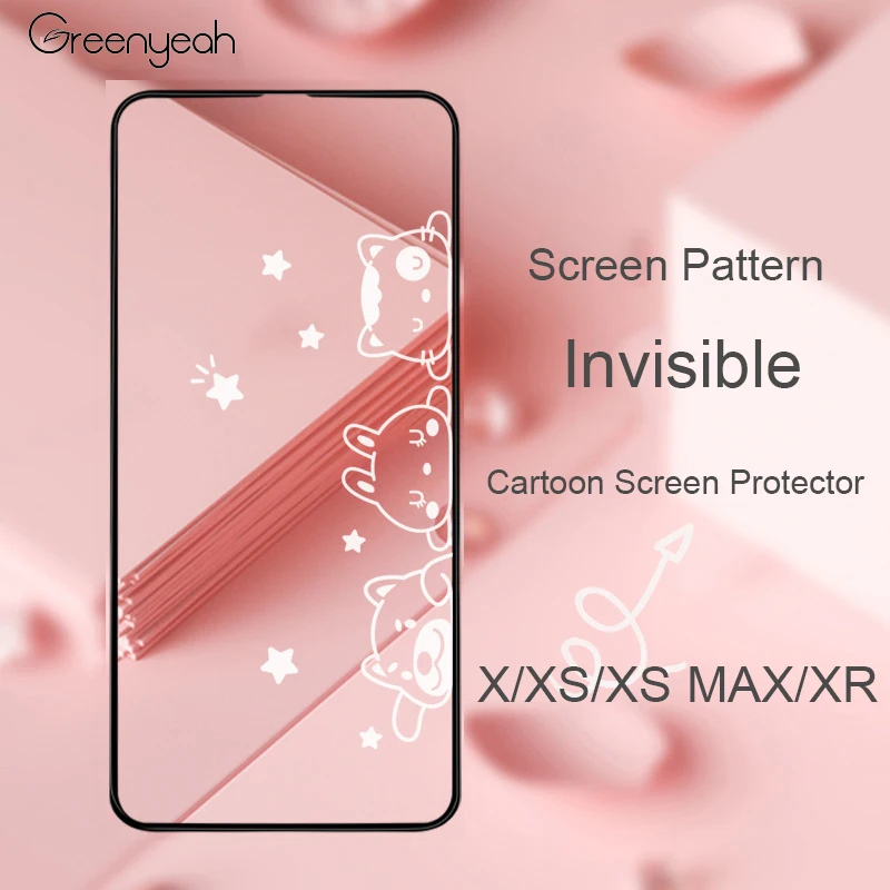 Мультяшное закаленное стекло для защиты экрана iPhone X XS XR MAX Противоударная