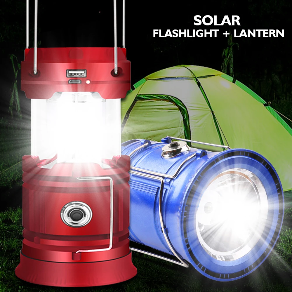 Многофункциональный светодиодный походный светильник на солнечной батарее/USB