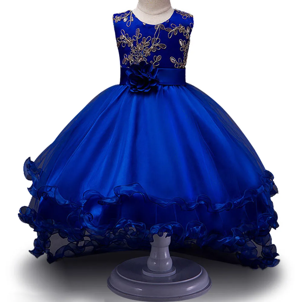 Детское вечернее платье принцессы без рукавов с цветочным рисунком для девочек