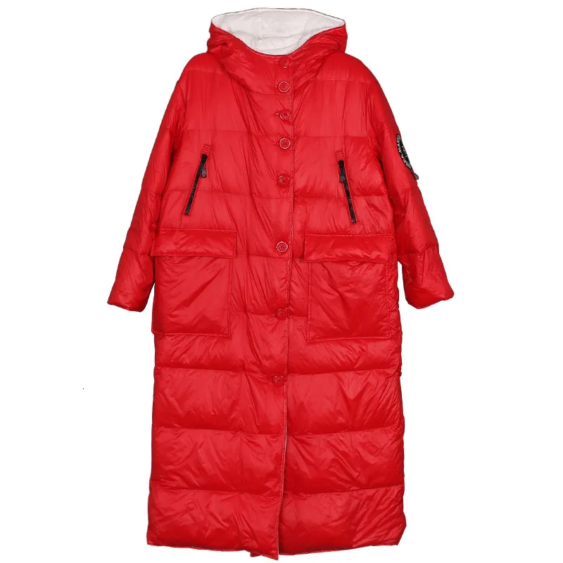 

2021 Winter Jacket Long White Down Cotton Jacket Women Thick Long Winter Coat Women Hooded Female Puffer Jacket Outerwear YRF72