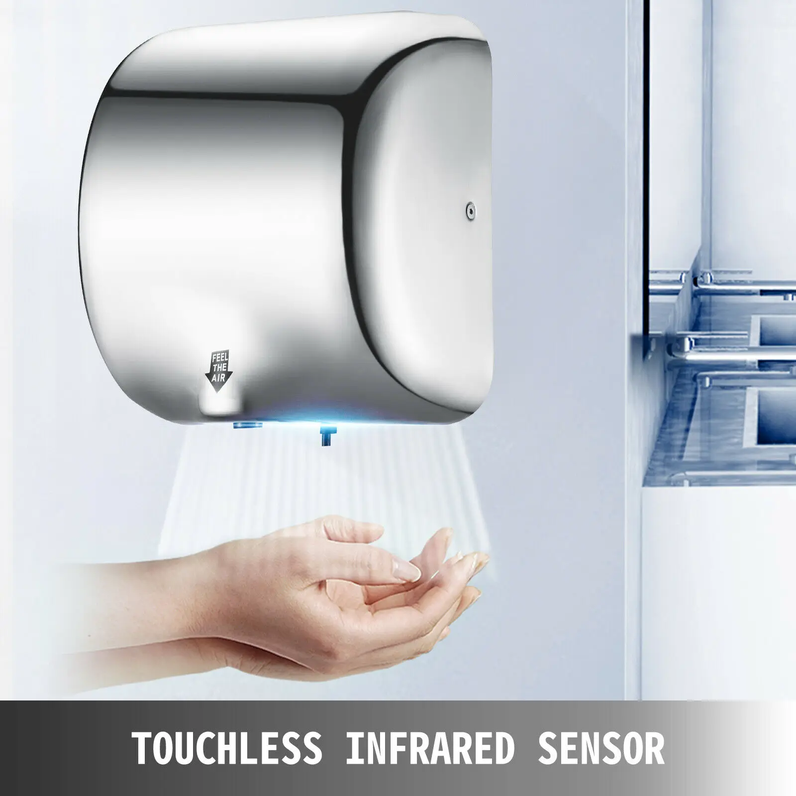 

Automatic Electric Hand Dryer, Stainless Steel Bathroom Hand Dryer 1800W