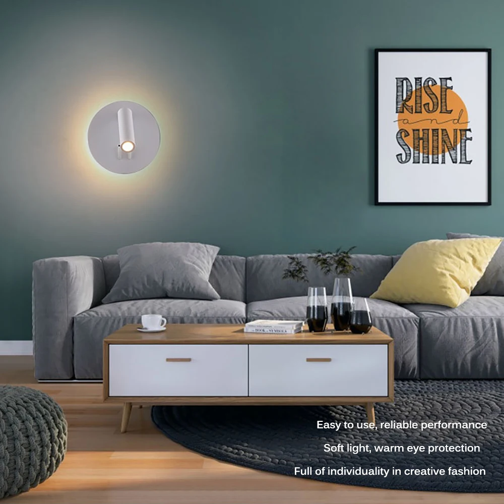 Светодиодная настенная лампа регулируемый прикроватный светильник с вращением